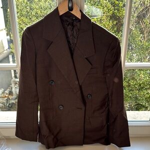 Classic Brown Double-Breasted Blazer